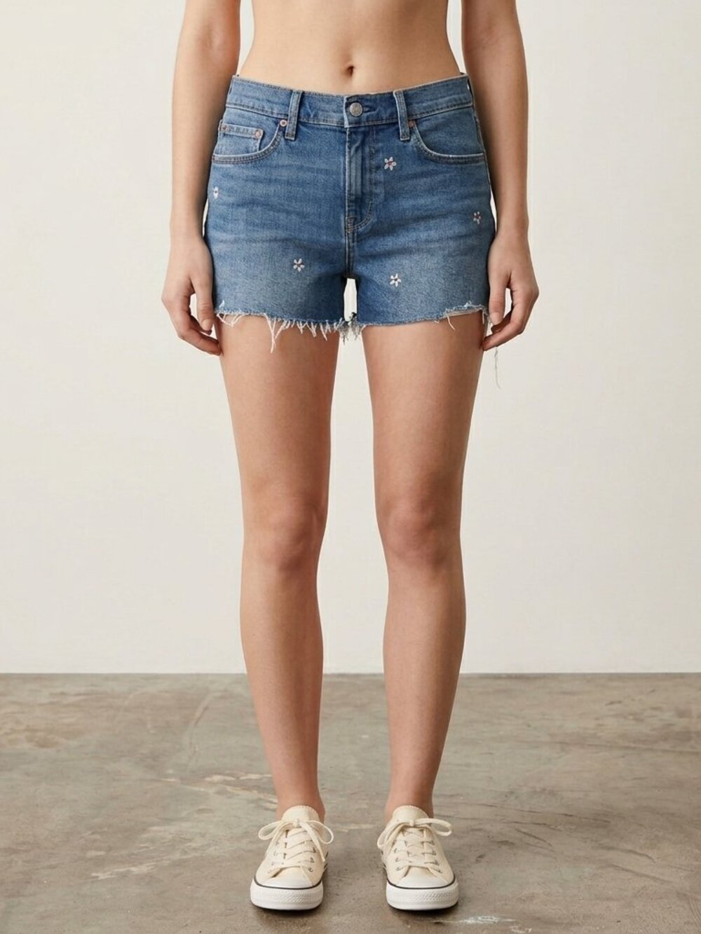 Gap Factory Denim Mid Rise Distressed Cut Off Shorts Size 28